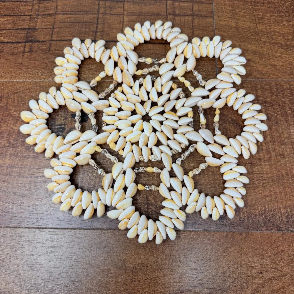 Handcrafted Cowrie Shell Mandala Trivet Centerpiece Boho‎ Coastal